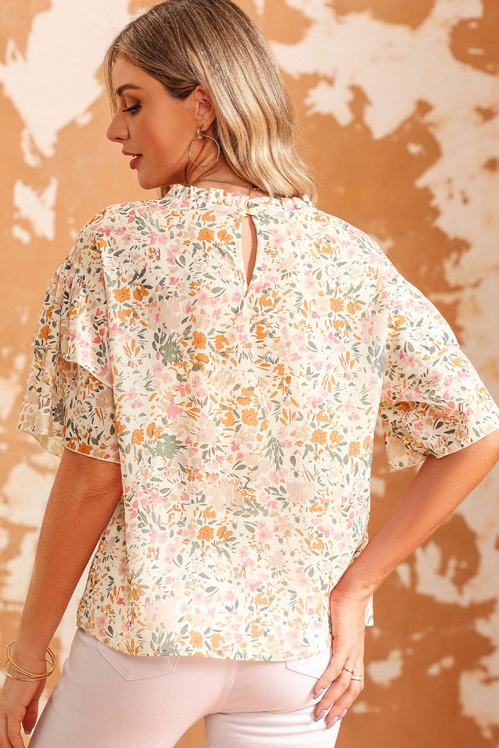 Chemisier multicolore à manches larges à volants et imprimé floral-A WOMAN WE LOVE