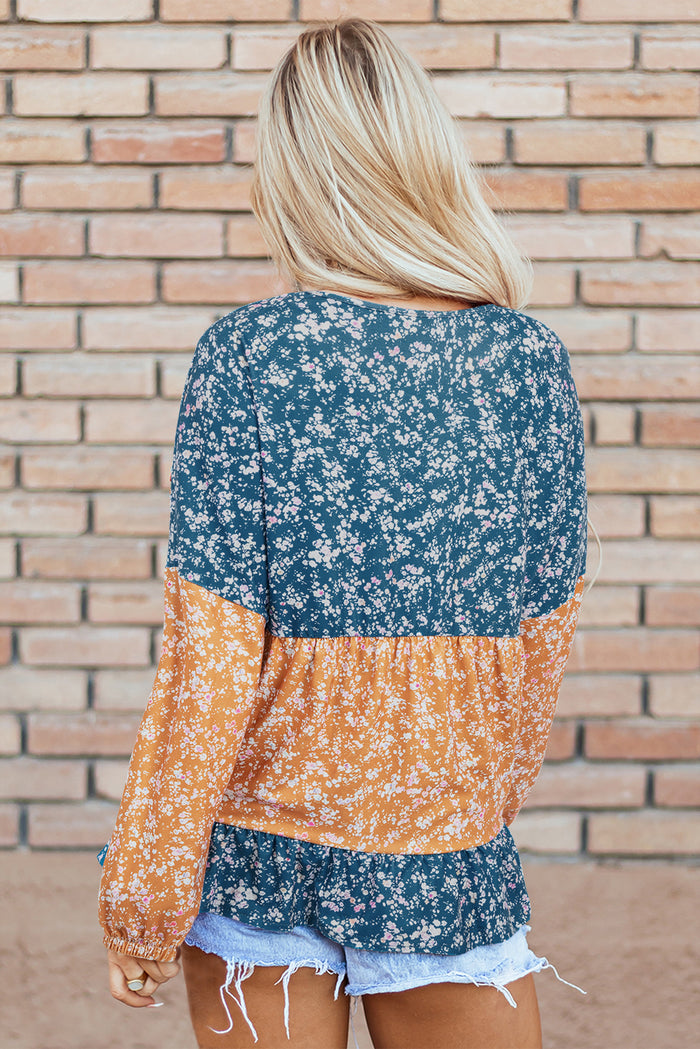 Chemisier orange à fleurs et blocs de couleurs *-A WOMAN WE LOVE
