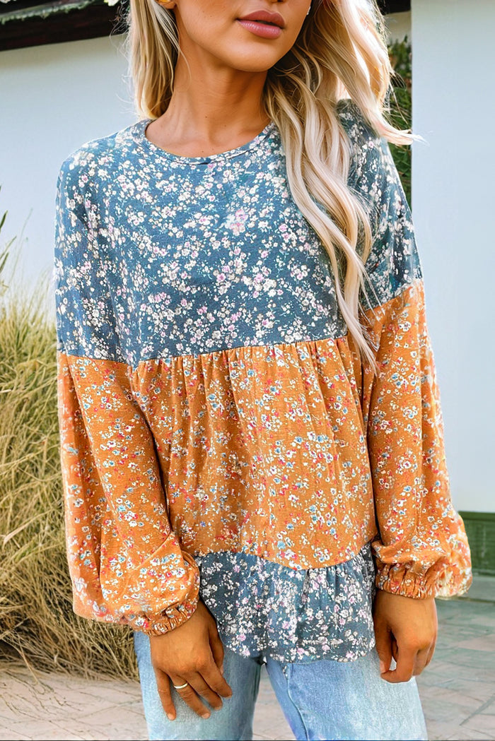 Chemisier orange à fleurs et blocs de couleurs *-A WOMAN WE LOVE
