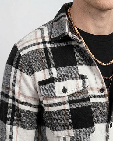 Classic Neutral Plaid Flannel Double Pocket Shirt - O200611
