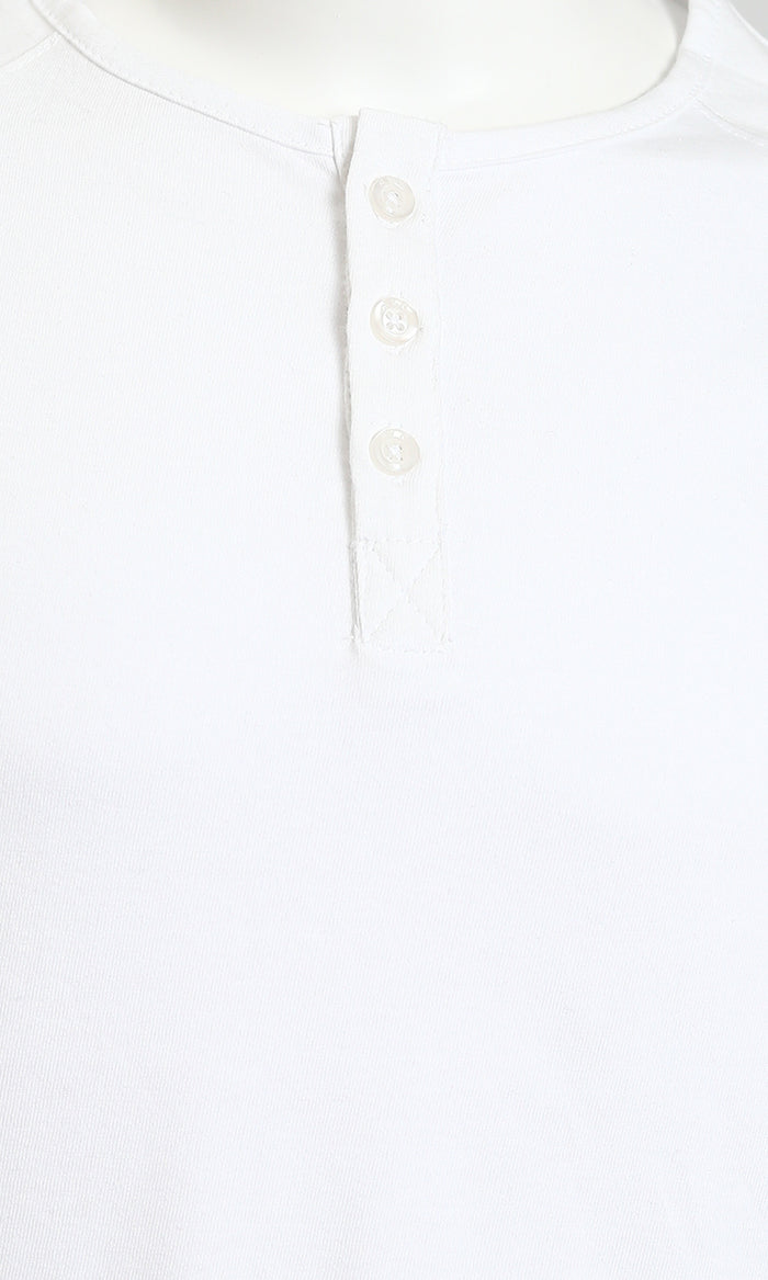 Classic White Long-Sleeve Henley T-Shirt - R215847