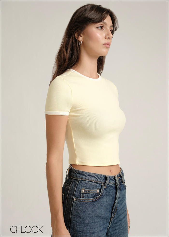Contrast Piping Rib Top - 030826