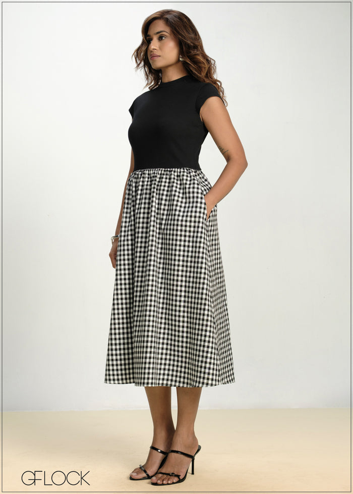 Contrast Printed Midi Dress - 130826