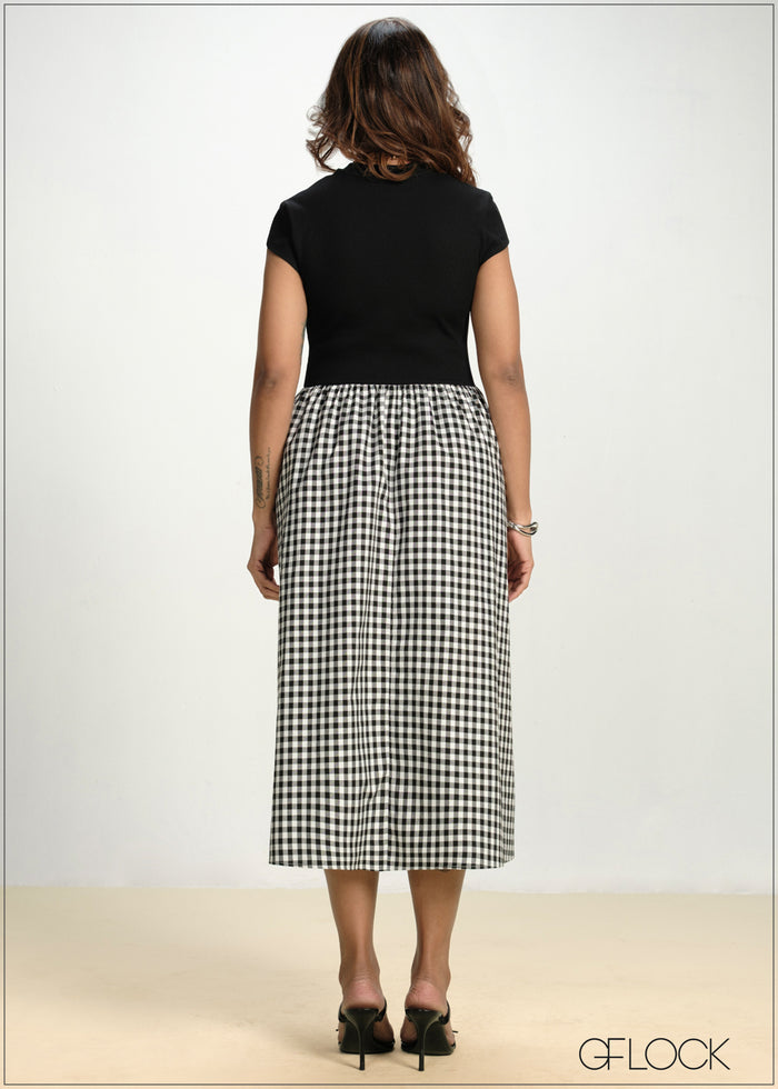 Contrast Printed Midi Dress - 130826
