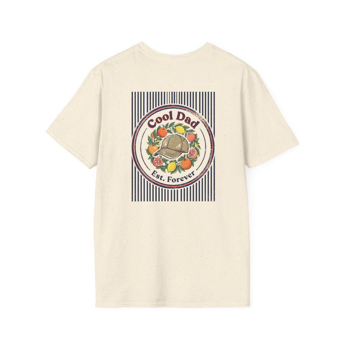 light blue t-shirt with cool dad est forever retro slogan design — funny dad gift