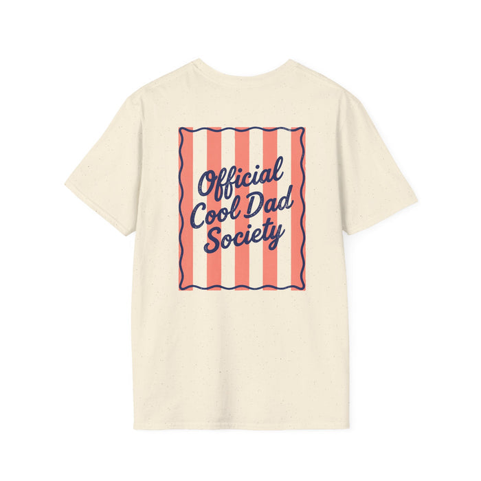 white t-shirt with cool dad society retro slogan design for fathers day