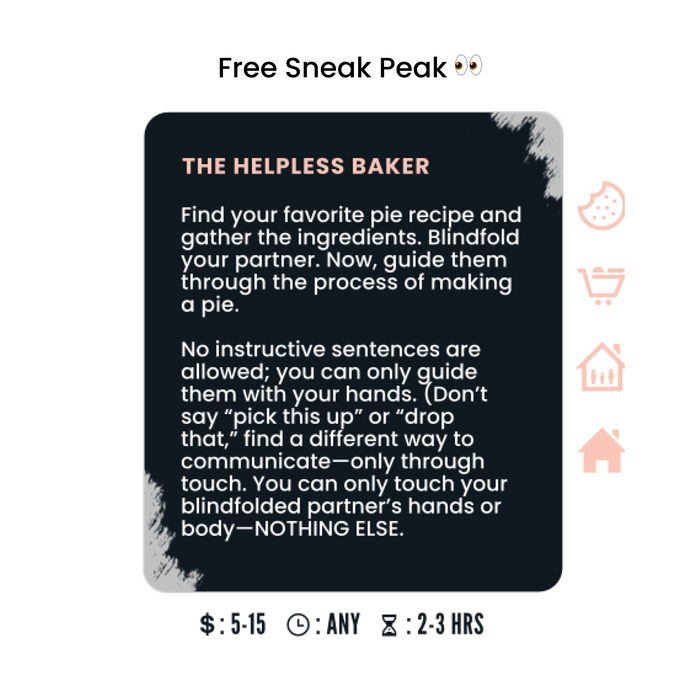 Sneak peek of a sample challenge from The Adventure Challenge: Couples Edition, giving a glimpse of the creative date ideas inside.