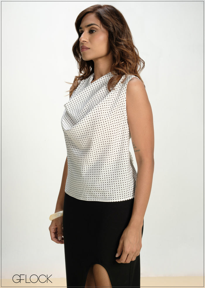 Cowl Neck Polka Dot Top - 130826