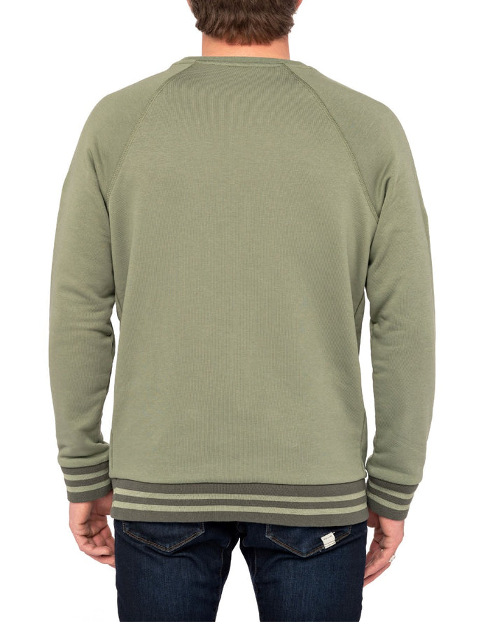 crew neck men vieilleecole khaki PULLIN en coton