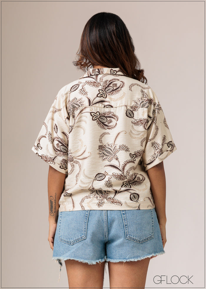 Cuban Collar Printed Shirt - women’s top alternate view - GFLOCK Sri Lanka