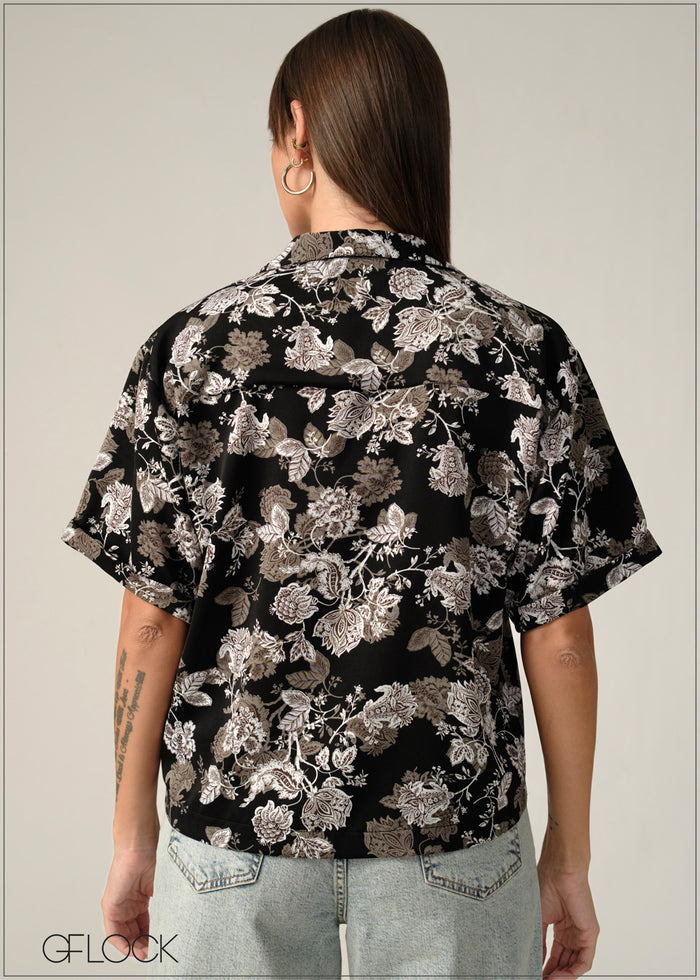Cuban Collar Printed Shirt - 090326