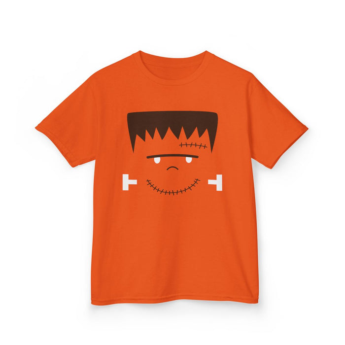Cute Frankenstein Face Halloween Kids T-Shirt - funny t-shirt by Cheeky Business