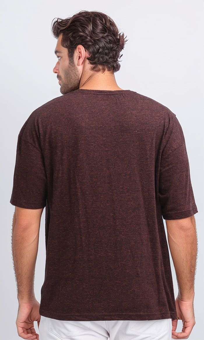 Dark Orange Over Sized Multi Print Crew-Neck T-Shirt - O198238
