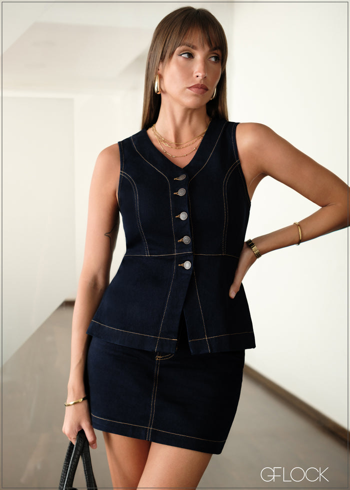 Denim Short Skirt - 141225