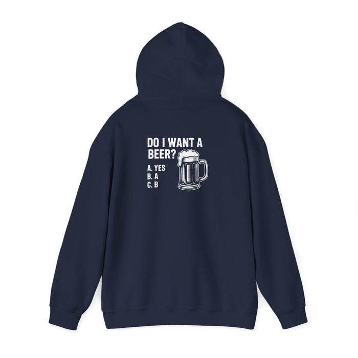 black hoodie with do i want a beer humorous beer lover design