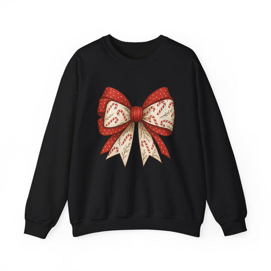 Double Candy Cane Bow Sweatshirt - funny sweatshirt by Cheeky Business