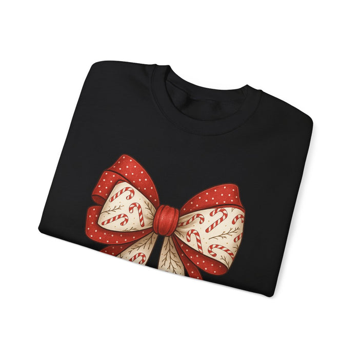 Double Candy Cane Bow Sweatshirt - funny sweatshirt by Cheeky Business