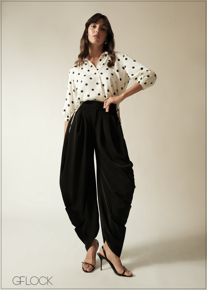 Drawstring Hem Printed Top - 190626