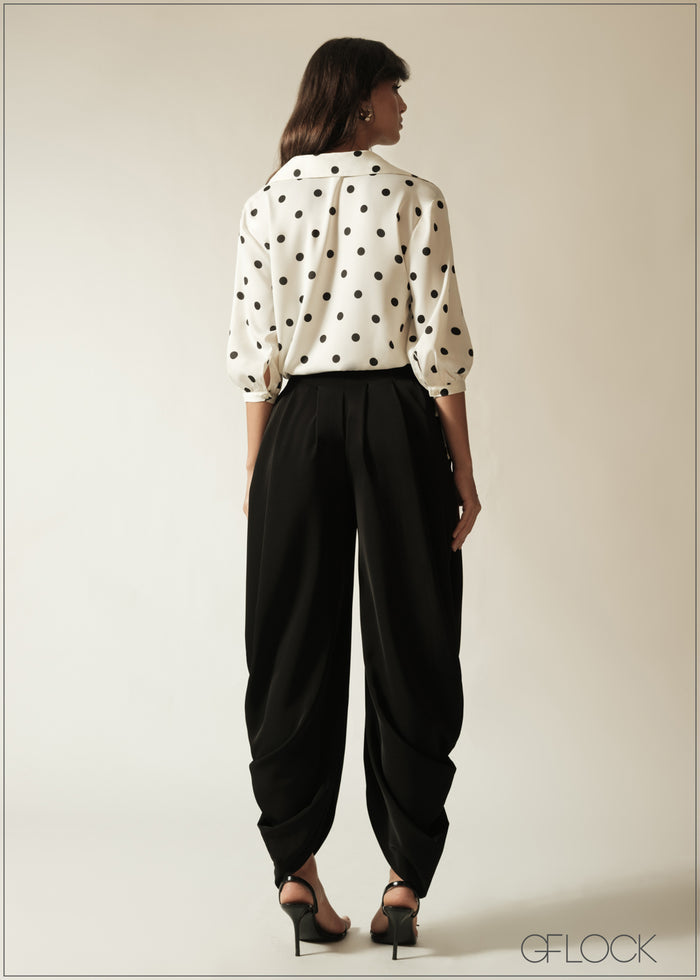 Drawstring Hem Printed Top - 190626