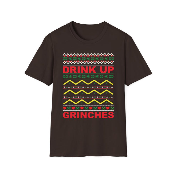 Drink Up Grinches Christmas T-Shirt - funny t-shirt by Cheeky Business