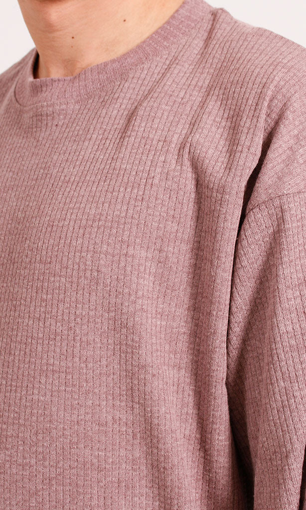 Dusty Rose Waffle Knit Oversized T-Shirt