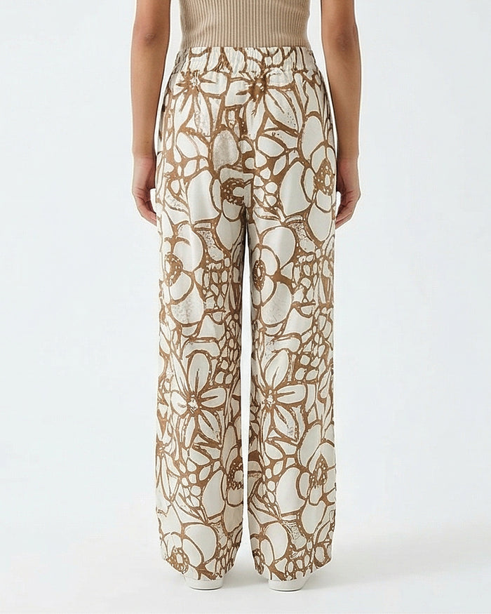 Earthy Botanical Wide-Leg Trousers - R216612