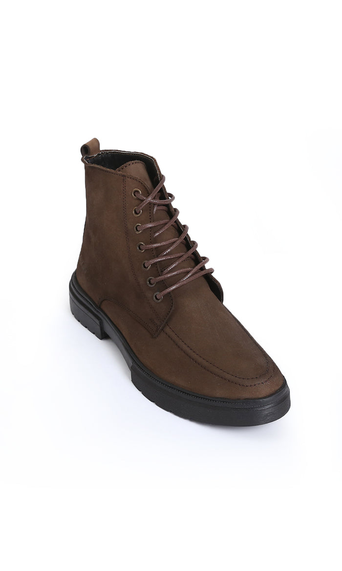 Earthy Brown Lace-Up Winter Boots - O202916