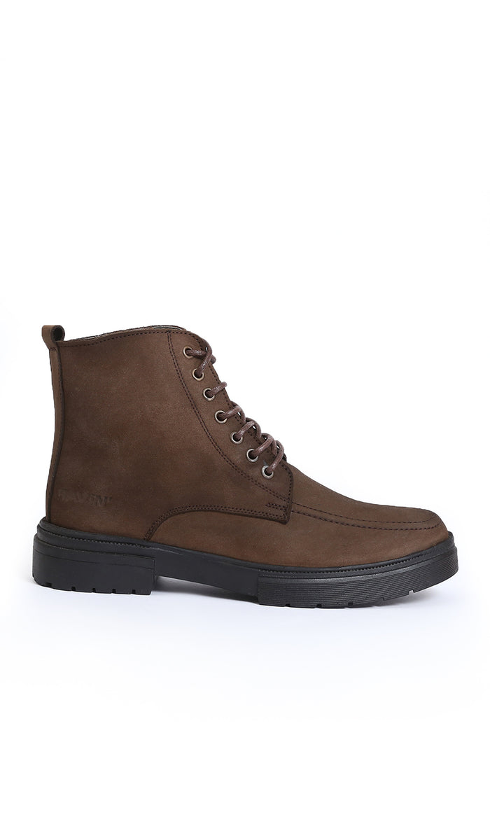 Earthy Brown Lace-Up Winter Boots - O202916