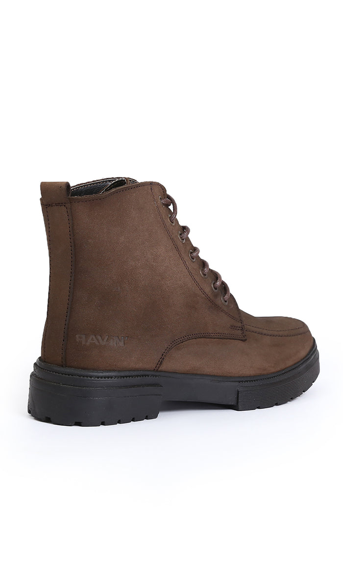 Earthy Brown Lace-Up Winter Boots - O202916