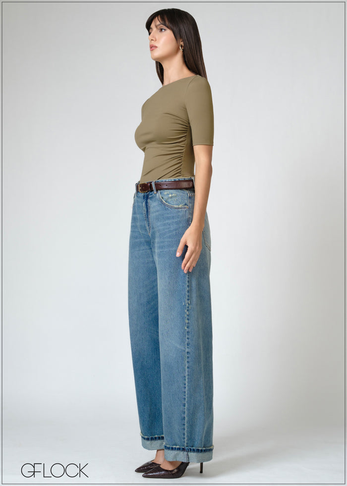 Elbow Sleeve Knit Top - 080626