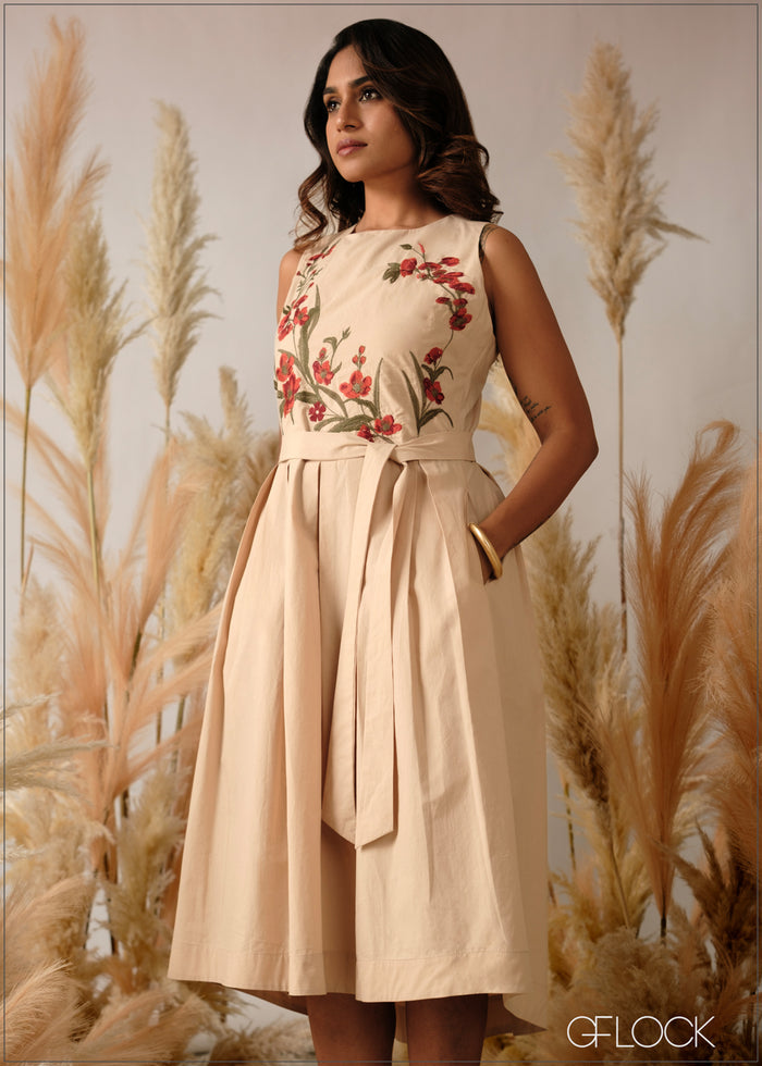 Embroidered High Low Dress - 240626