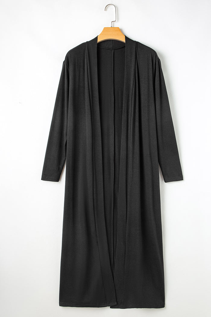 Ensemble de salon noir avec cardigan long fendu et pantalon slim-A WOMAN WE LOVE