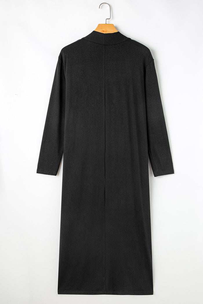 Ensemble de salon noir avec cardigan long fendu et pantalon slim-A WOMAN WE LOVE