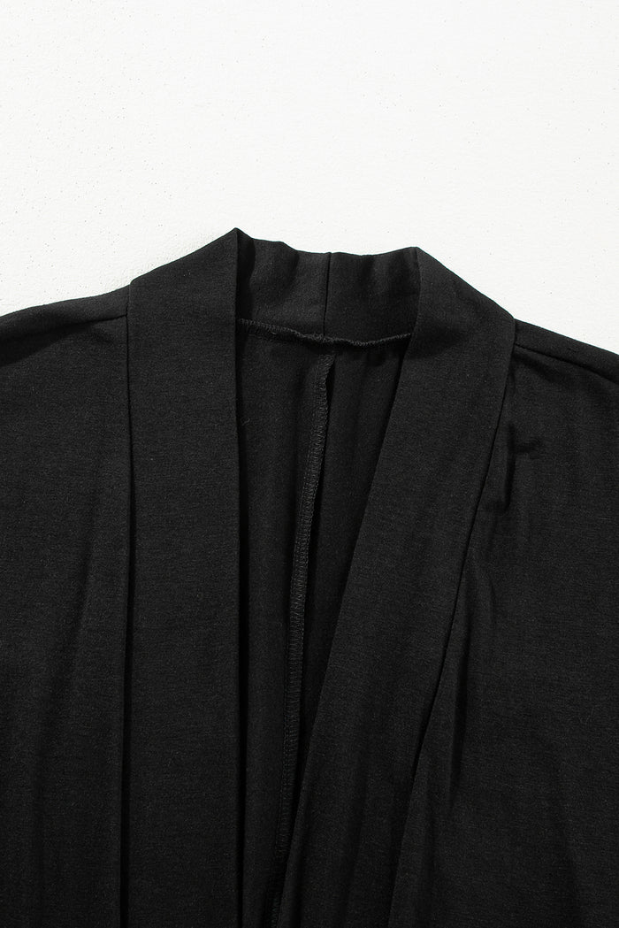 Ensemble de salon noir avec cardigan long fendu et pantalon slim-A WOMAN WE LOVE
