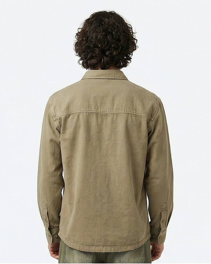 Essential Earthy Khaki Long Sleeve Utility Shirt
