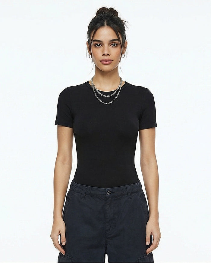 Essential Noir Fitted Crew Neck Tee - R216812