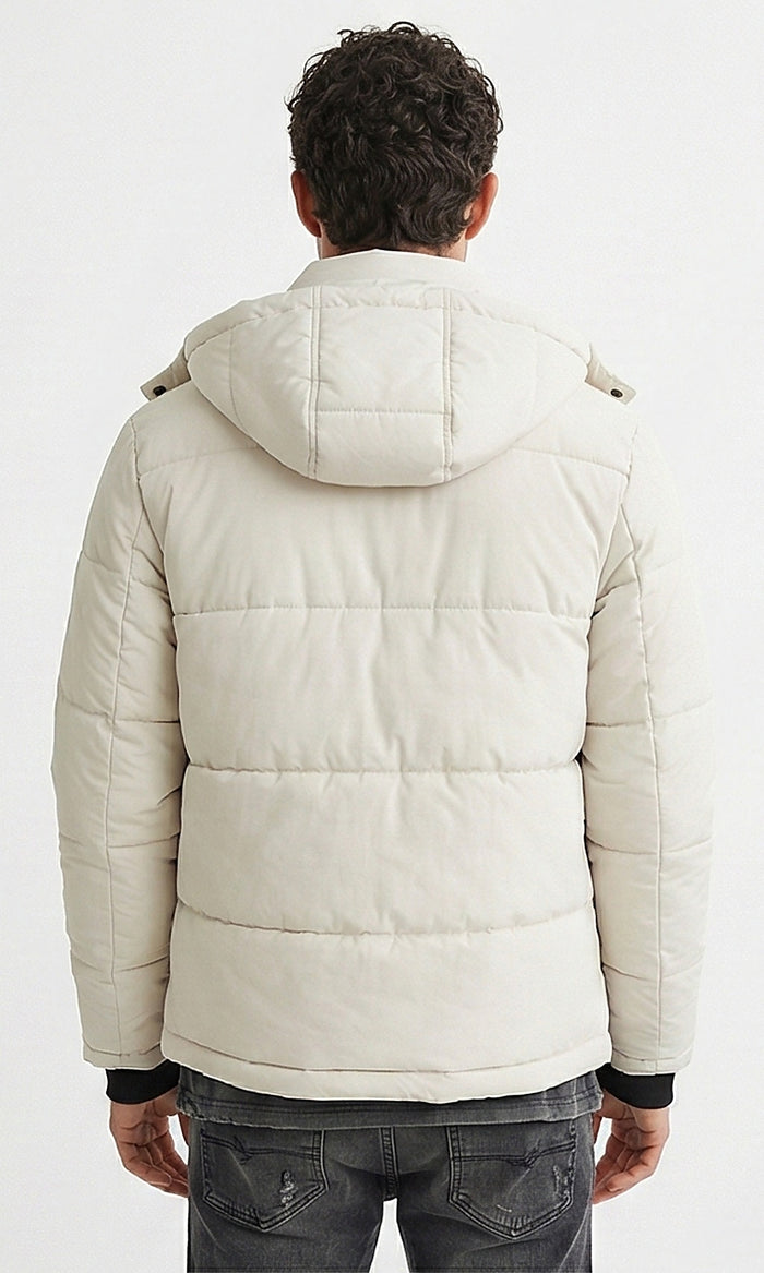 Essential Off-White Puffer Jacket with Detachable Hood