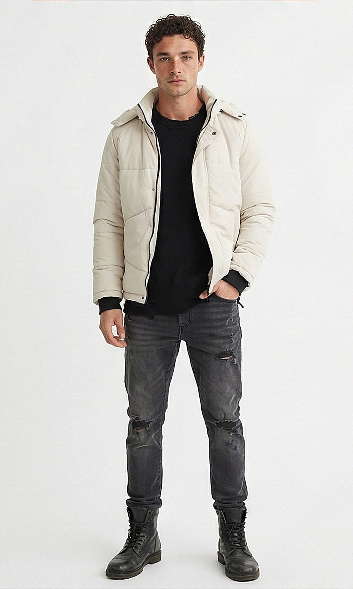 Essential Off-White Puffer Jacket with Detachable Hood