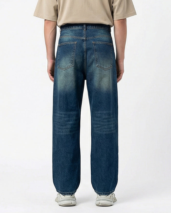 Essential Relaxed Fit Washed Blue Denim Jeans