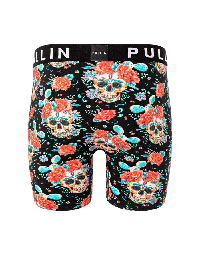 boxer long coton imprime floraskull PULLIN en coton