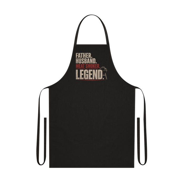 black apron with father husband meat smoker legend BBQ design for dads