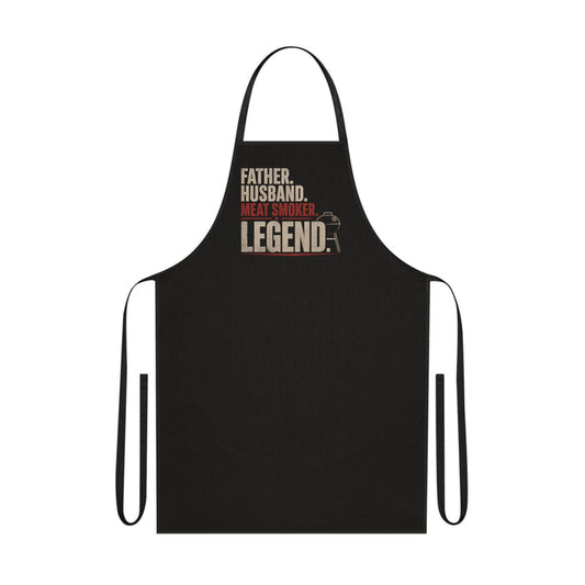 black apron with father husband meat smoker legend BBQ design for dads