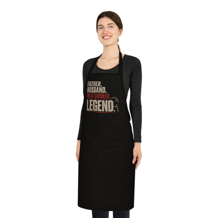black apron colour variant with father meat smoker legend print