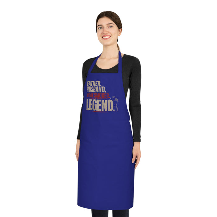 royal blue apron variant with father husband BBQ legend print