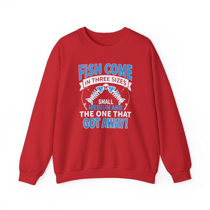 Fish Come In Three Sizes: The One That Got Away Sweatshirt - funny sweatshirt by Cheeky Business
