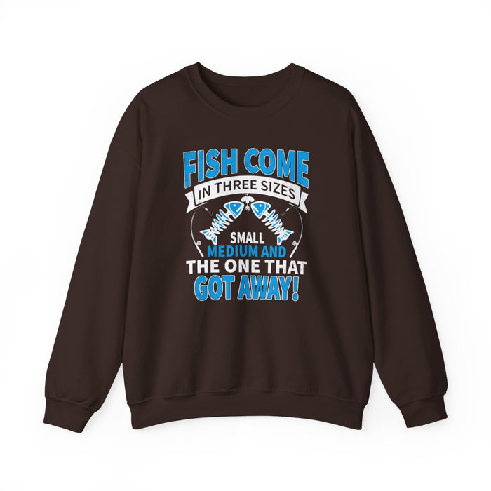 Fish Come In Three Sizes: The One That Got Away Sweatshirt - funny sweatshirt by Cheeky Business