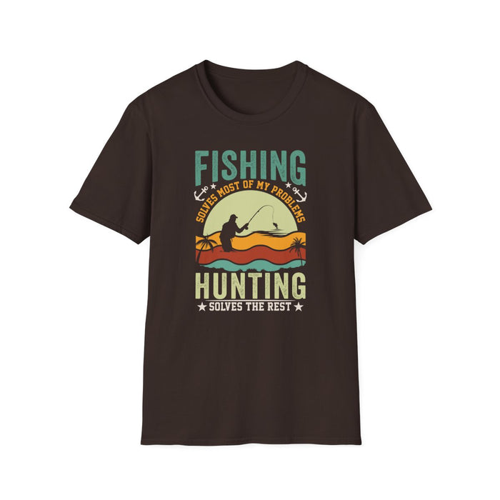 Fishing Solves Most Of My Problems Hunting Solves The Rest T-Shirt - funny t-shirt by Cheeky Business