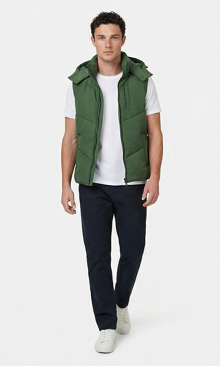 Forest Green Hooded Puffer Vest - O198262