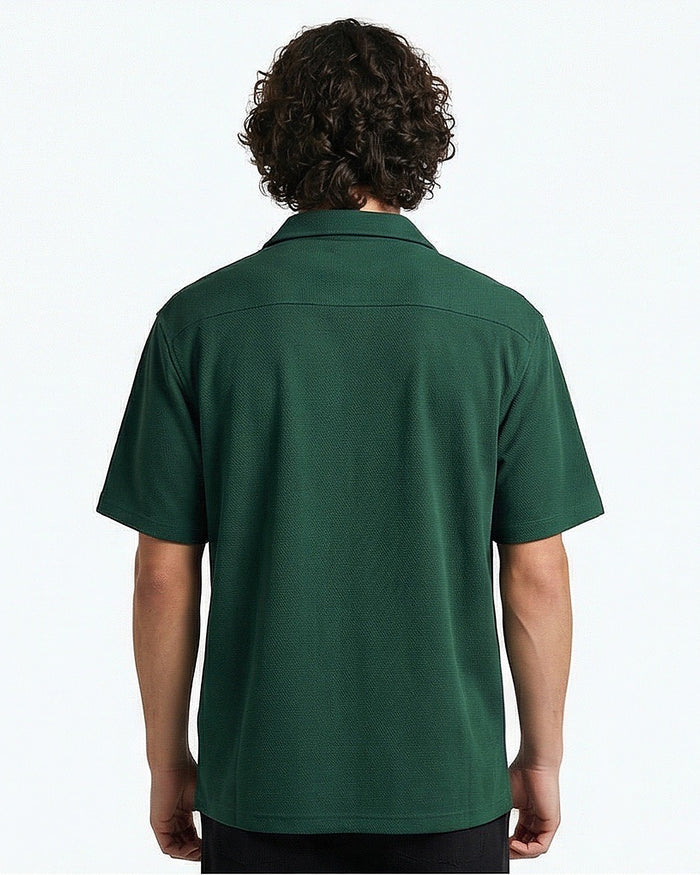 Forest Green Textured Resort Shirt - R216750