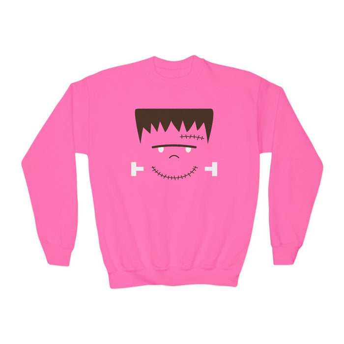 Frankenstein Face Kids Halloween Sweatshirt - funny t-shirt by Cheeky Business